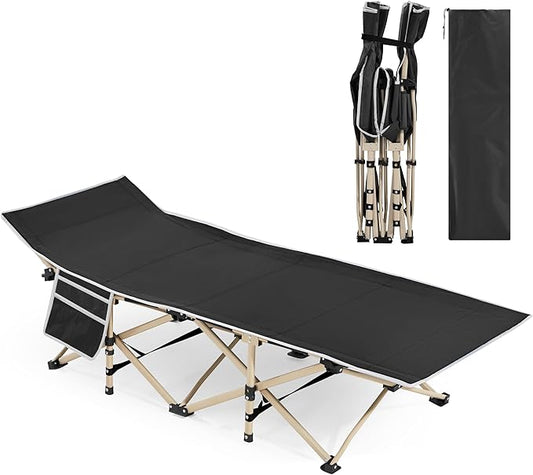 Yaheetech Folding Camping Cot, Portable Military Canvas Sleeping Bed, Outdoor Comfortable Lightweight Bed with Carry Bag for Hiking, Backpack Travel, Home & Office