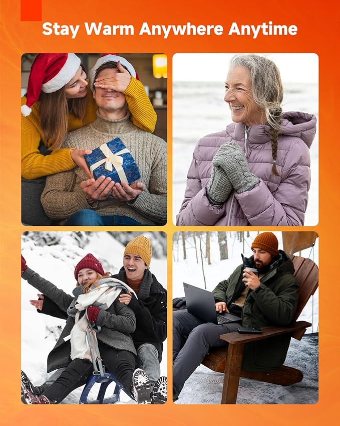 2-Pack Rechargeable Hand Warmers - Ultra Light & Thin 8000mAh Electric Hand Warmer, Pocket-Sized, Up to 20Hrs - Stocking Stuffers for Him/Her, Gifts for Men/Women, Camping Hunting Accessories Gear
