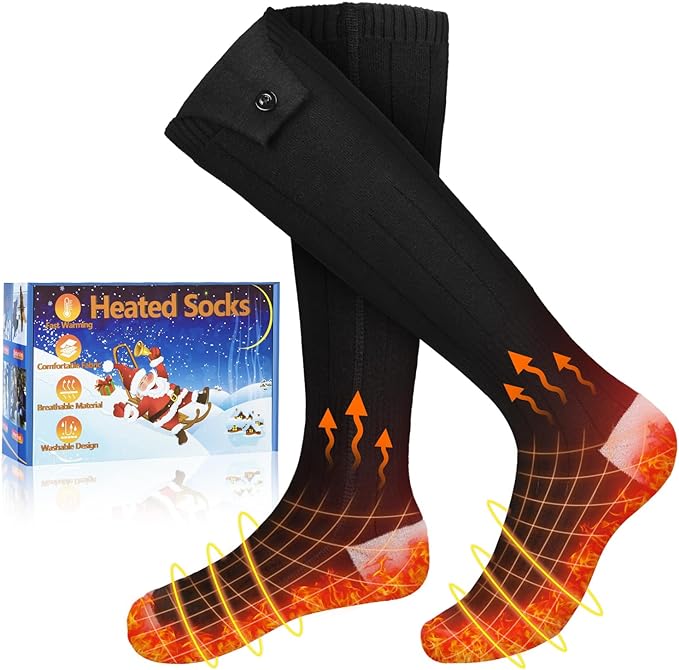 Heated Socks, Heated Socks for Women Men, 5000mAh Rechargeable Electric Heated Socks Up to 8 Hours, Washable Winter Warm Socks for Outdoors Work Fishing Hunting Skiing Cycling Hiking Camping