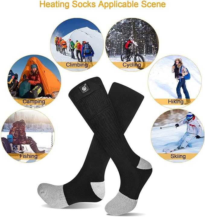 Upgraded Rechargeable Electric Heated Socks,7.4V 2200mAh Battery Powered Cold Weather Heat Socks for Men Women,Outdoor Riding Camping Hiking Motorcycle Skiing Warm Winter Socks