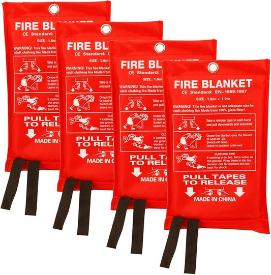 Fire Blanket for Home and kitchen, Fiberglass Emergency Fire Blanket Fire Suppression Blanket, Flame Retardant Fire Safety Blanket for Kitchen Home House Car Office Warehouse, 4 Pack (39.3" x 39.3")