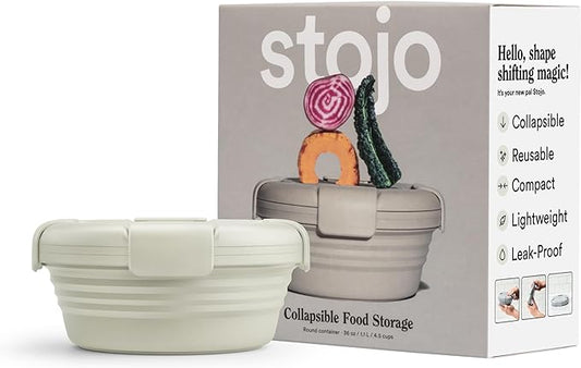 STOJO Collapsible Bowl - Oat, 36oz - Reusable Silicone Bowl for Hot and Cold Food - Perfect for Travel, Meal Prep, To-Go Lunch, Camping & Hiking - Microwave & Dishwasher Safe