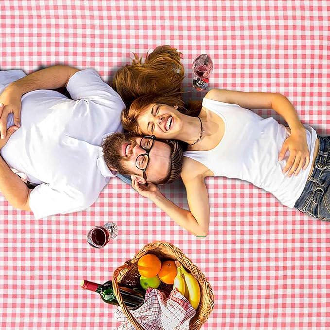 GIVERARE Picnic Beach Blanket Extra Large, XL Sandproof Waterproof Outdoor Camping Blankets 80x60in, Sand Free Oversized Mat, Quick Drying Portable Mats for Travel, Hiking, Music Festival, Lawn-Red