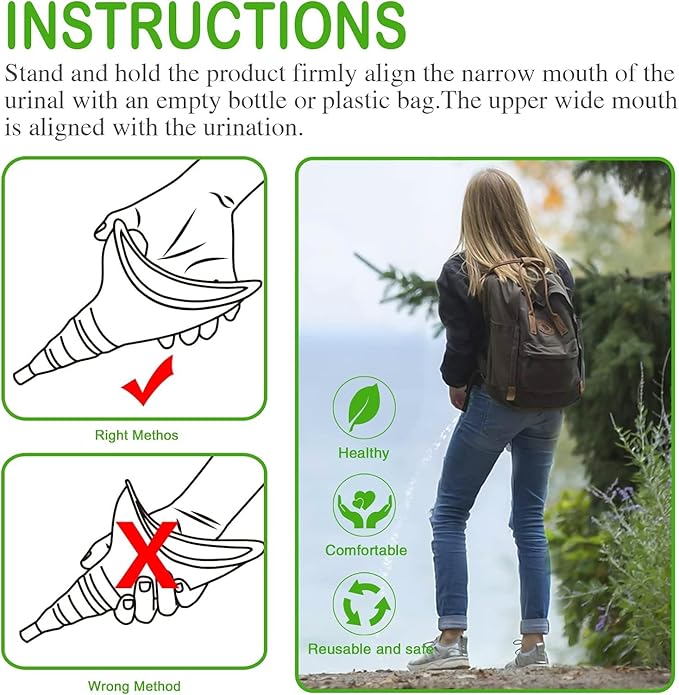 Female Urination Device, Reusable Female Urinal Silicone Women Pee Funnel Allows Women to Pee Standing Up, Portable Womens Urinal is The Perfect Companion for Camping,Outdoor,Travel