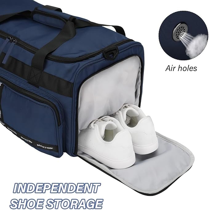 MAXTOP Gym Bag for Women Men Travel Duffle Bag Large Capacity Carry On Weekender Overnight Bag With Shoe Compartment Gym Tote Dry Wet Separation Duffel Bag for Travel