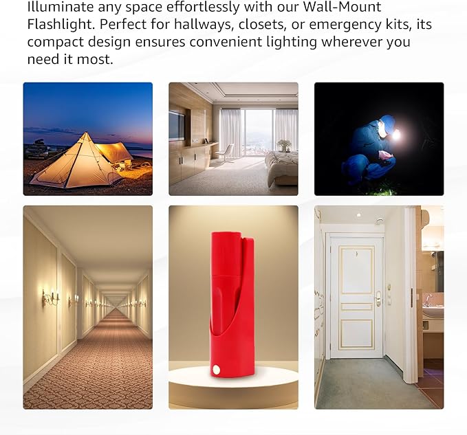Flashlights, Wall-Mount LED Handheld Light with 6 Ultra Bright LED Flashlight,Ideal for Emergency Preparedness, Power Failure, Outdoor, Camping, Night Light, Hotel