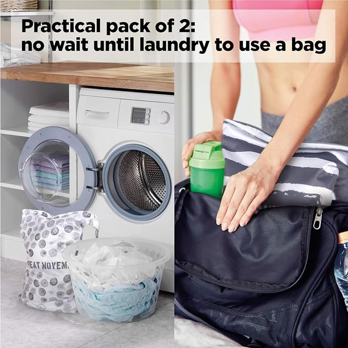 YOGA 2pcs Washable/Reusable Waterproof Wet/Dry Gym Clothes Bags for Swimsuits or Wet Clothes, Sports Bag for Carrying and Washing Assorted Laundry