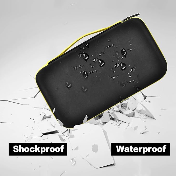 ANKHOH Walkie Talkie Case Holder for 50 Channel GMRS Two-Way Radio, Long Range Handheld Mobile Radios Hard Storage Carrying Box for Rechargeable Batteries, Charger and Headset,Black-Yellow(Bag Only)