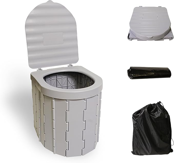 Portable Toilet for Adults,Extra Large Camping Toilets Portable with Lid, Folding Portable Toilet for Camping, Portable Potty for Adults with Trash Bag, Foldable Outdoor Toilet