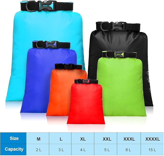 Shappy 6 Pcs Waterproof Dry Bag Set 6 Sizes Lightweight Sacks and Long Adjustable Shoulder Strap Outdoor Water Proof Keep Gear Dry Bag Stuff Sacks for Backpacking, Boating, Hiking, Camping (Colors)