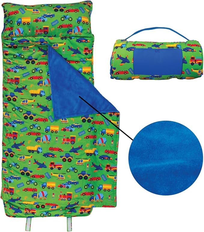 Stephen Joseph, Toddler All Over Print Nap Mat with Soft Blanket and Removable Pillow for Boys & Girls, Kids Sleeping Bag for Elementary, Daycare, Preschool with Carry Handle