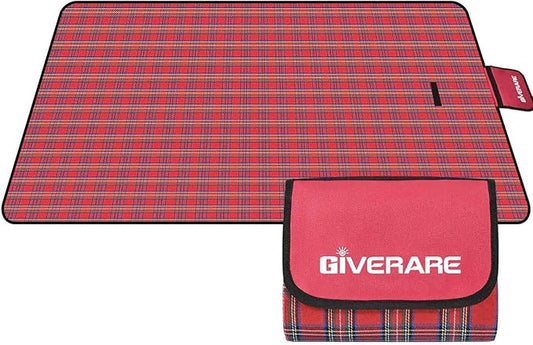 GIVERARE Picnic Beach Blanket, 99x60in XL Sandfree Waterproof Outdoor Camping Blankets, Quick Drying Family Mat, Portable Extra Large Mats for Travel, Hiking, Music Festival, Lawn
