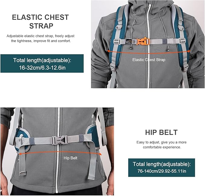 MOUNTAINTOP 40L Hiking Backpack Travel Daypack with Rain Cover for Outdoor Backpacking, Camping