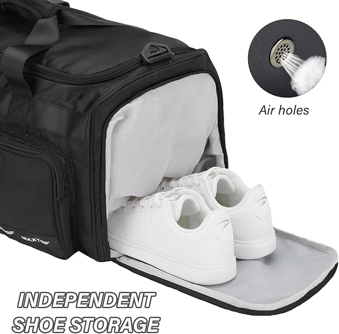 MAXTOP Gym Bag for Women Men Travel Duffle Bag Large Capacity Carry On Weekender Overnight Bag With Shoe Compartment Gym Tote Dry Wet Separation Duffel Bag for Travel