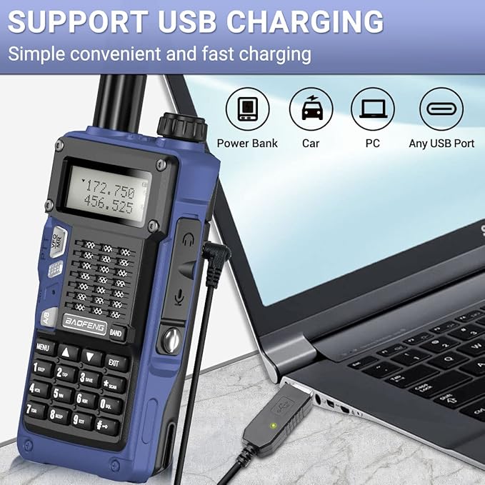 Baofeng Radio UV-S9 Pro Ham Radio Handheld Upgrade of UV-5R Dual Band 8W High Power Portable Two Way Radio with Battery and USB Charger Cable Walkie Talkies(Blue)