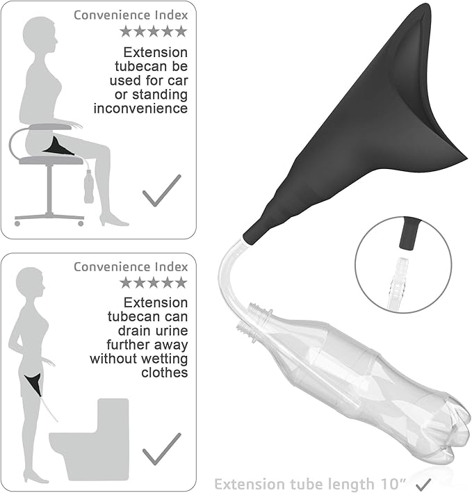 Female Urination Device,Portable Reusable Urinal Funnel with Extension Tube,Small Folding Storage,Suitable for Travel, Festivals, Camping,Traffic Jams,Etc,Includes Waterproof Bag,Waterproof Cup