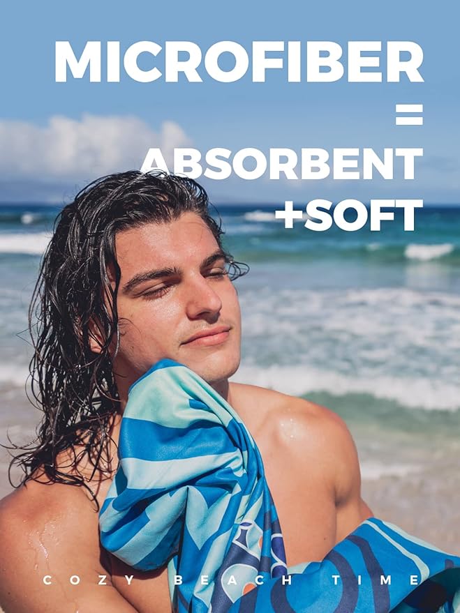 OCOOPA Microfiber Beach Towel Fast Drying, Extra Large 71" x 32" Sand Free Beach Towel Super Lightweight Towels for Swimming Pool, Camping, Picnic, Yoga Gym Sports