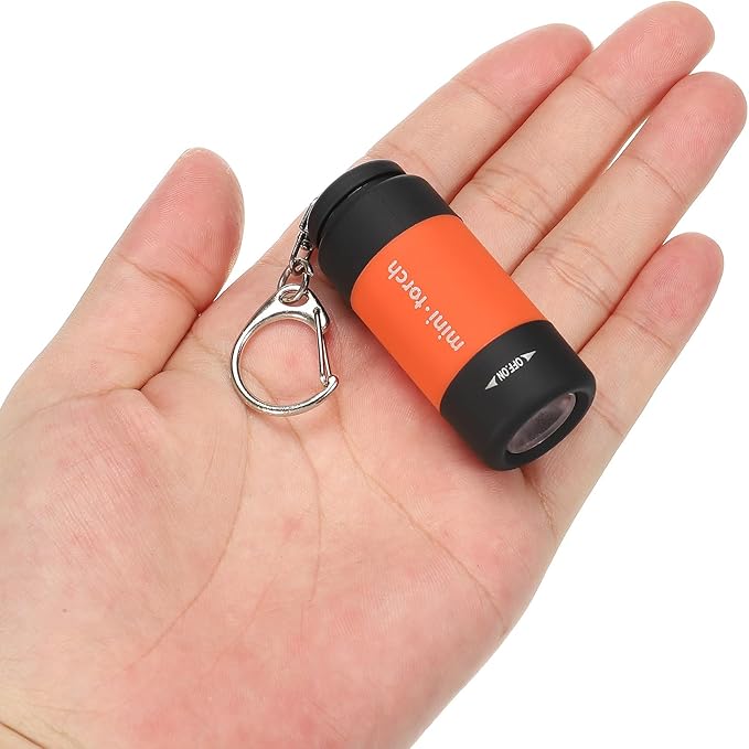PATIKIL 2.1" Mini Rechargeable LED Keychain Flashlight, EDC Portable Small Torch with USB Charging for Everyday Carry, Orange
