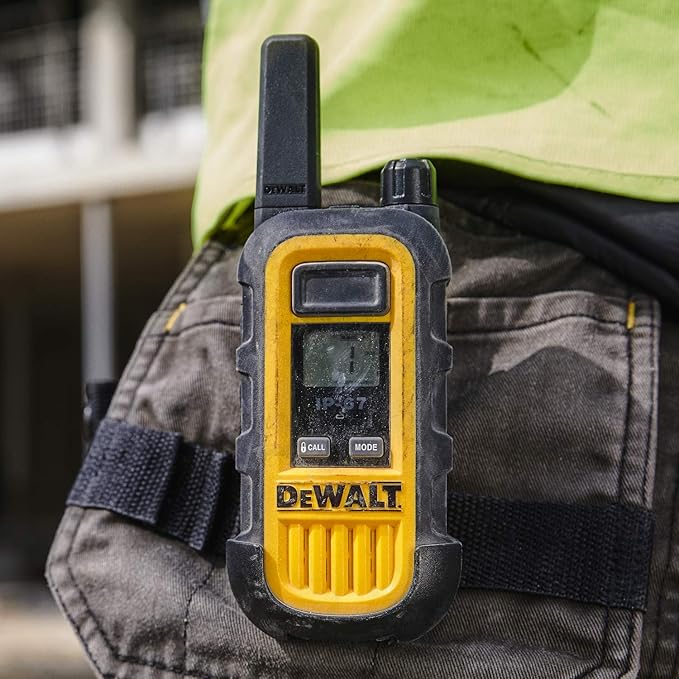 DEWALT DXFRS300 1 Watt Heavy Duty Walkie Talkies with Headsets - Waterproof, Shock Resistant, Long Range & Rechargeable Two-Way Radio with VOX (4 Pack) (2DXFRS300-SV1)