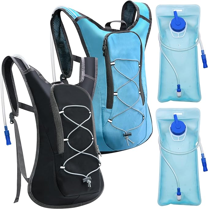 1.5/2/2.5/3L Hydration Bladder, 2pcs Water Bladder, Leakproof Water Reservoir for Hiking Biking Climbing Cycling Running Camping Backpack, Blue and Army Green
