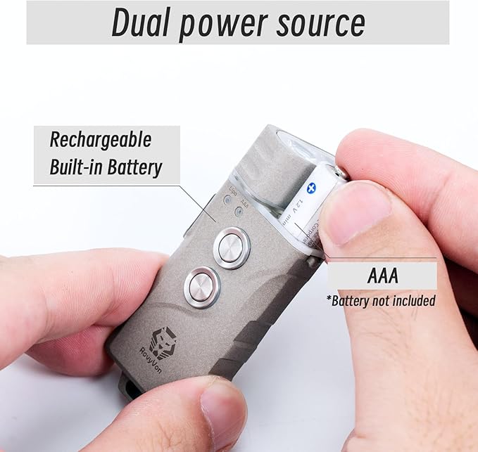 RovyVon E3 Plus Marble Keychain Flashlight - 700 Lumen Dual Power Rechargeable with Lockout Mode, Waterproof for Everyday Carry, Camping, Hiking, Emergency