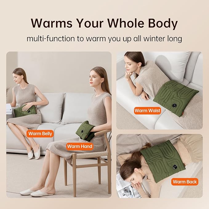 JISULIFE Hand Warmers Rechargeable, Foldable Hand Warmer Pouch with Power Bank, 6 Heating Levels, Heated Hand Muff, Fast Heating Pad Waterless, Gifts for Women, Suitable for Football, Camping, Hiking