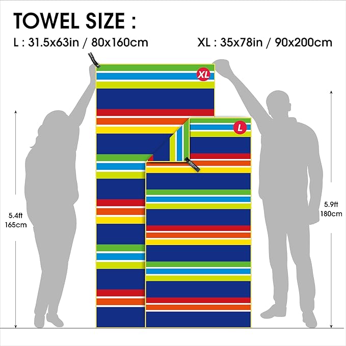 4Monster Microfiber Beach Towel Quick Dry,Super Absorbent Lightweight Travel Towel for Swimmers, Sand Free Camping Towel, Beach Towels for Pool, Swim, Water Sports,Yoga,Gym,Backpacking