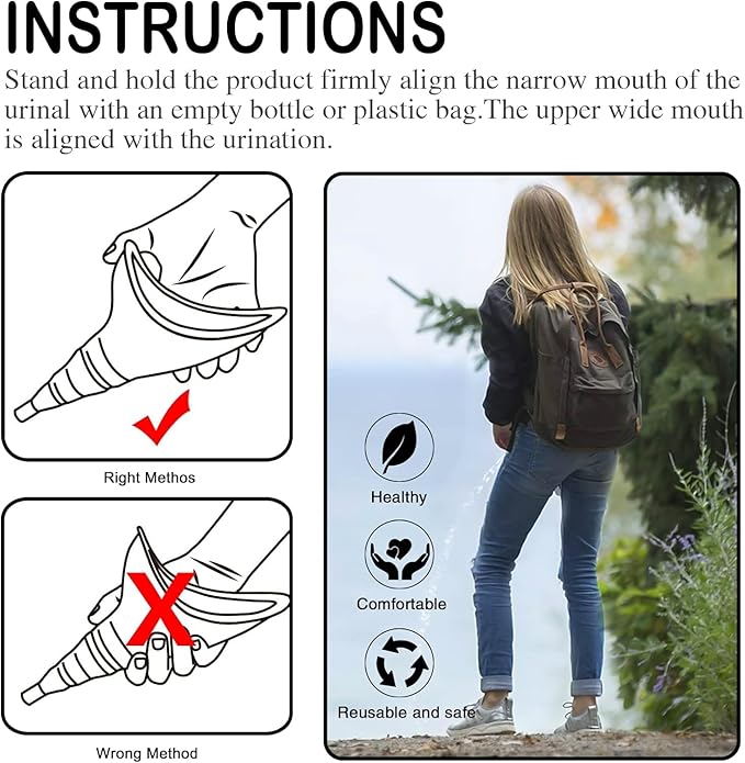 Female Urination Device, Reusable Female Urinal Silicone Women Pee Funnel Allows Women to Pee Standing Up, Portable Womens Urinal is The Perfect Companion for Camping,Outdoor,Travel