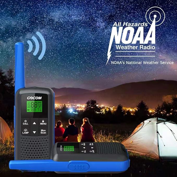 Adults Walkie Talkies Long Range - GOCOM G600 FRS IPX4 Waterproof Two Way Radio Rechargeable with 22 Channel, NOAA Weather Alerts and Flashlight for Outdoor Camping Biking Hiking (G600-4Pack)