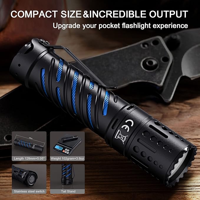 ACEBEAM E70 EDC Flashlight Rechargeable, 4600 High Lumens Pocket Flashlight, 240 Meters Beam Distance LED Flashlight Super Bright Flashlight for Outdoor Camping, Hiking and Every Days Use