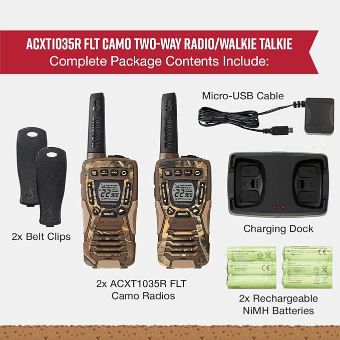 Cobra ACXT1035R FLT CAMO Walkie Talkies 37-Mile Two-Way Radios with Rewind-Say-Again (Pair)