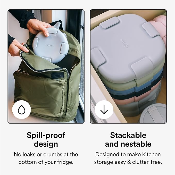 STOJO Collapsible Bowl - Oat, 36oz - Reusable Silicone Bowl for Hot and Cold Food - Perfect for Travel, Meal Prep, To-Go Lunch, Camping & Hiking - Microwave & Dishwasher Safe