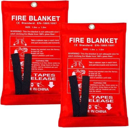 Emergency Fire Blanket for Home Kitchen Fiberglass Fire Suppression Blanket Great for School,Office,Camping,Grill,Car,Warehouse,Emergency Surival Safety (2 Pack,39 in X 39 in)