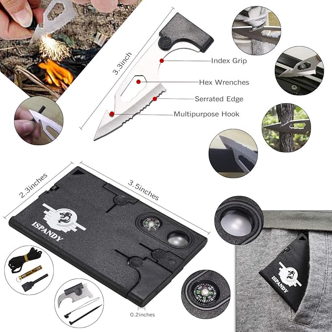Multitool Tool Pocket Tool Gift for Men with 7 in 1 Folding Keychain Tool,18 in 1 Pocket Tool,46 in 1 Credit Card Tool Wallet Tool Gift Boxed Stocking Stuffers for Men, Husband, Father's Day Gift…