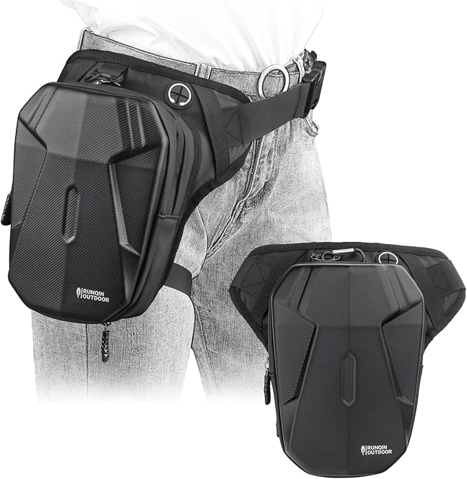 Motorcycle Waist Drop Leg Bag - Expandable Big Capacity Druable & Waterproof Tactical Fanny Pack, Multi-Pocket Storage Hip Thigh Bag for Cycling Hiking Climbing, Men and women