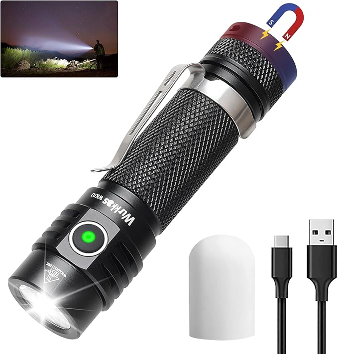 Wurkkos Flashlight WK03-1800 High Lumen Flashlight,SST-40 LED 90CRI 217M 6000K IP68 Waterproof LED Flashlight with Diffuser,EDC Pocket Flashlights 5 Modes for Camping,Home,Emergencies