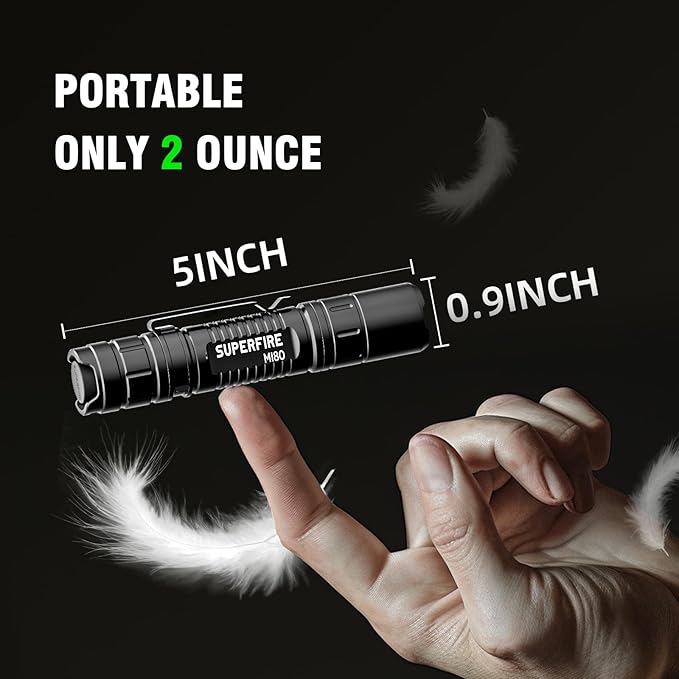 SuperFire MI80 EDC Flashlight Torch 5 Modes Portable Tactical Flashlight Camping Outdoor Lighting