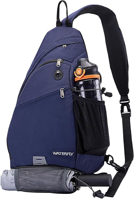 WATERFLY Sling Bag Crossbody Backpack: Over Shoulder Daypack Casual Cross Chest Side Pack