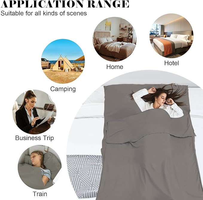 Sleeping Bag Liner,Travel Sheet & Adult Sleep Sack, Camping Sheets Travel Sleep Sack for Backpacking,Hotels & Hostels -Lightweight Single &Double Travel Sheet Camping Sheets