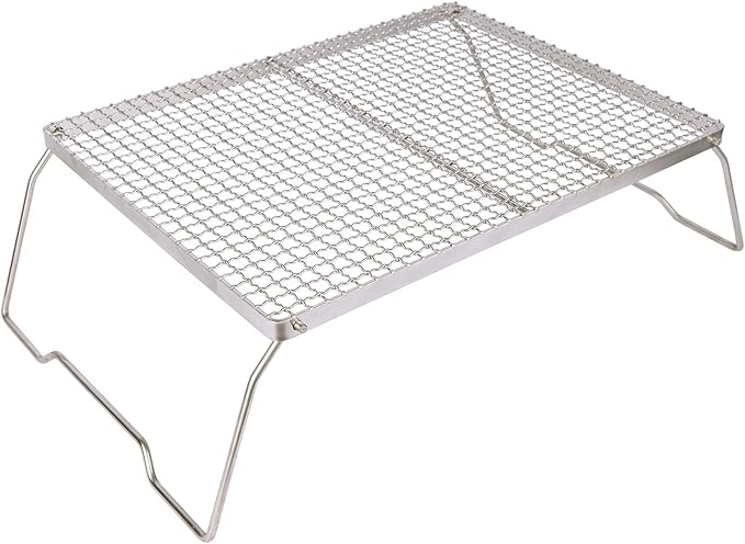 REDCAMP Folding Campfire Grill 304 Stainless Steel Grate, Heavy Duty Portable Camping Grill with Carrying Bag, Silver Large Mesh