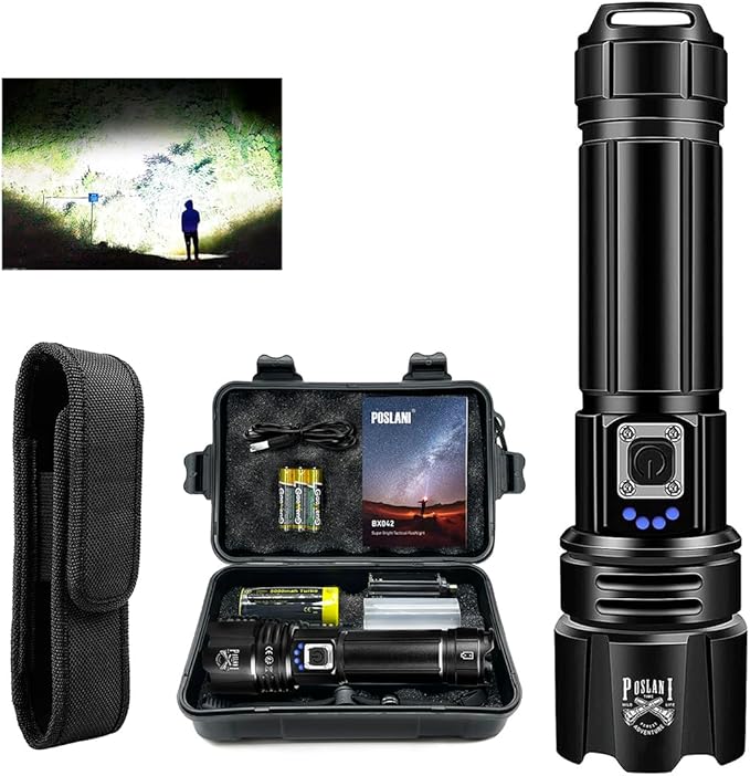 Flashlights LED High Lumens Rechargeable,Brightest 950000 lumens Flash Light, High Power Tactical Flashlight,Handheld Waterproof Flashlights for Emergency Camping Gift
