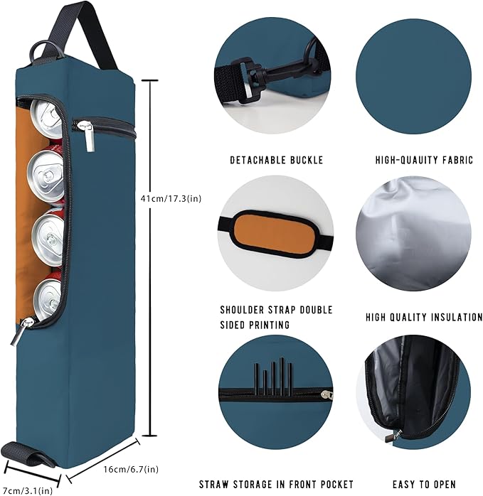 Golf Cooler Bag Plus Ice Pack Soft Sided Insulated Cooler Bag- Holds 6 Pack of Cans or 2 Wine Bottles - Grey Camo Golf Beer Sleeve Black Fits Discreetly in Golf Bags