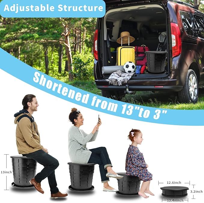 mupera Portable Toilet - Upgrade Foldable Toilet with Waste Bags and Toilet Storage Bag, Multifunctional 8 Gallon Travel Retractable Potty with Lid, for Car RV Boating