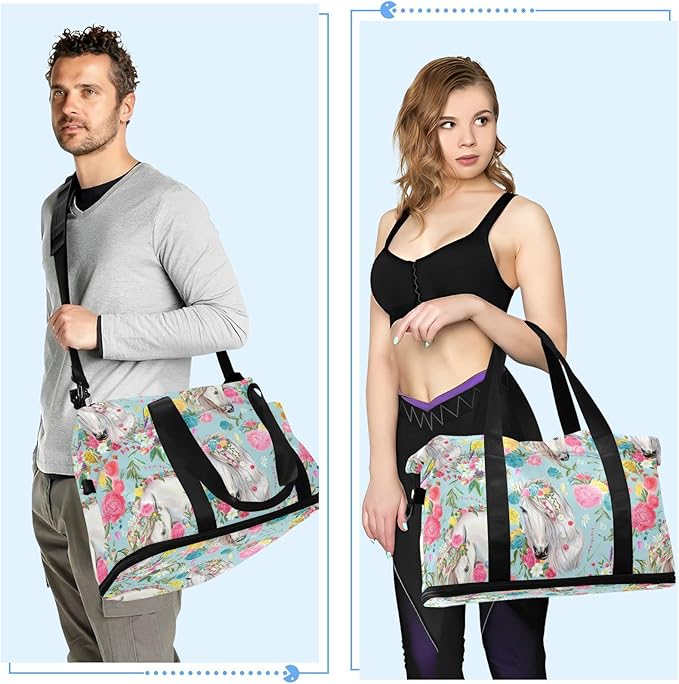 Women's Weekender Duffle Bag for Travel and Gym with Toiletry and Shoes Compartment