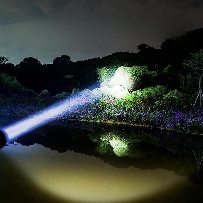 Handheld flashlight, 5 lighting modes, rechargeable flashlight, mobile power flashligh, high-power wick, IP44 waterproof, suitable for daily household use, outdoor hiking, camping, and fish