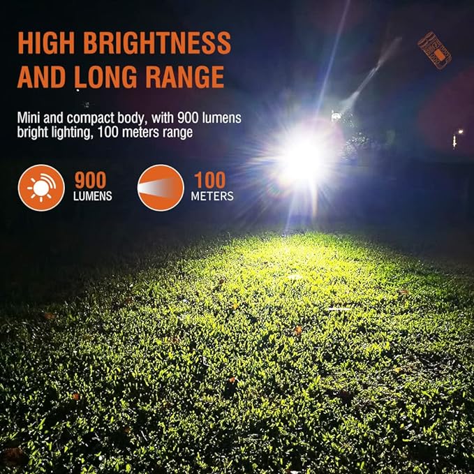 Mini Flashlight Keychain EDC Flashlight Rechargeable Magnet LED Bright 900LM Red UV Blue Light,IP65 Waterproof and 12 Light Modes Pocket Flashlight for Adventure Camping Black