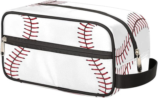Sport Baseball Portable Travel Toiletry Bag, Softball Texture Ball Dopp Kit Cosmetic Organizer Makeup Bag Shower Shaving Bag for Men Women