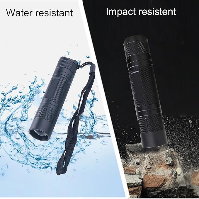 Blue Light Flashlight Single Mode Zoomable Blue LED Flashlights for Night Hunting, Fishing
