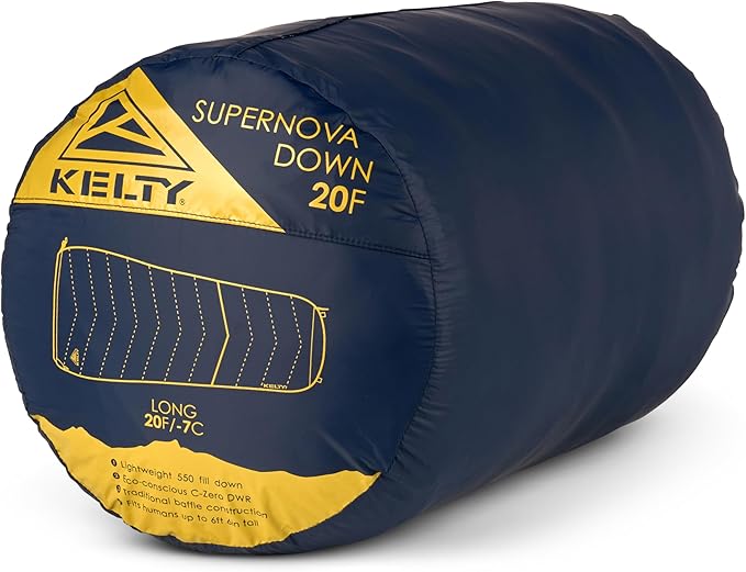 Kelty Supernova Down Sleeping Bag, Compact + Lightweight, Roomy Shape for All Body Types and Sleep Positions, Recycled Shell Fabrics