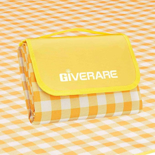 Picnic Beach Blanket Extra Large, XL Sandproof Waterproof Outdoor Camping Blankets 80x60in, Sand Free Oversized Mat, Quick Drying Portable Mats for Travel, Hiking, Music Festival, Lawn-Yellow